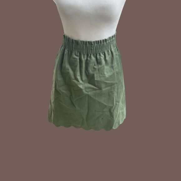 J. Crew Women's Scalloped Sidewalk Skirt Olive Green Size 6 - Picture 1 of 3